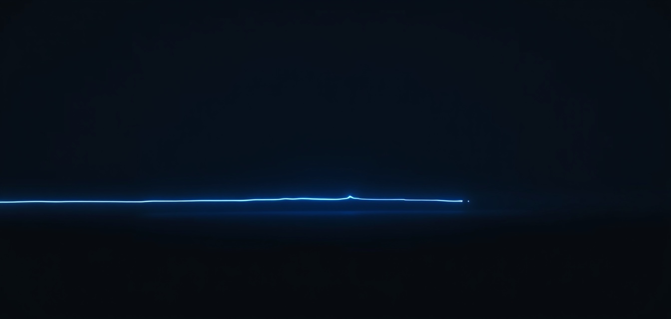 A single thread of blue light stretched across a dark pre-dawn horizon.